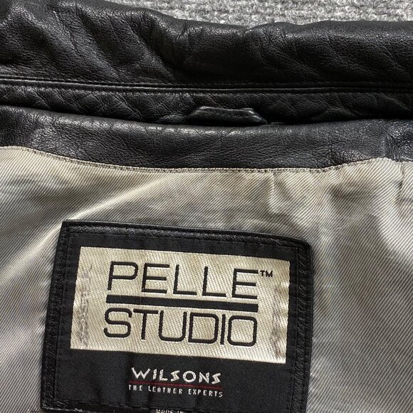 Pelle Studio By Wilsons Leather Jacket Womens Black XL Button Mid Long Classic - Picture 16 of 16
